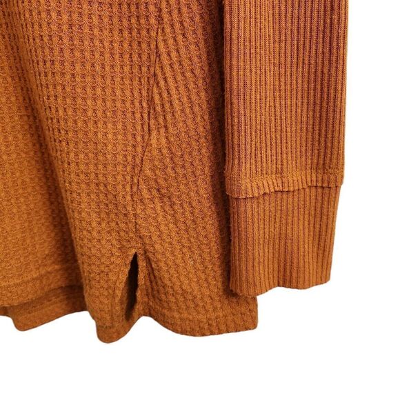 Maeve Anthropologie Top Medium Pearson Pumpkin‎ Orange Waffle Thermal Pullover - Picture 4 of 11